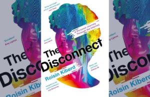 alt text: image is a colorful book cover for THIS DISCONNECT; title card for Tyler Barton's new interview with Roisin Kiberd